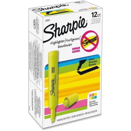 Sharpie Tank Highlighter, Chisel Point, 12/ST, Assorted 12PK SAN25053